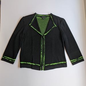Blazer, Jacket, Petite S, 3/4 Sleeves, Black and Green